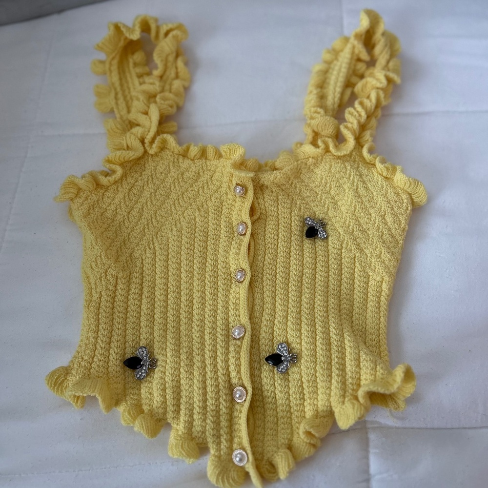Yellow crochet crop top